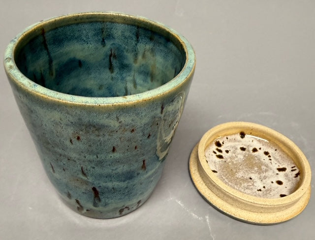 Lidded Green Forest Vessel