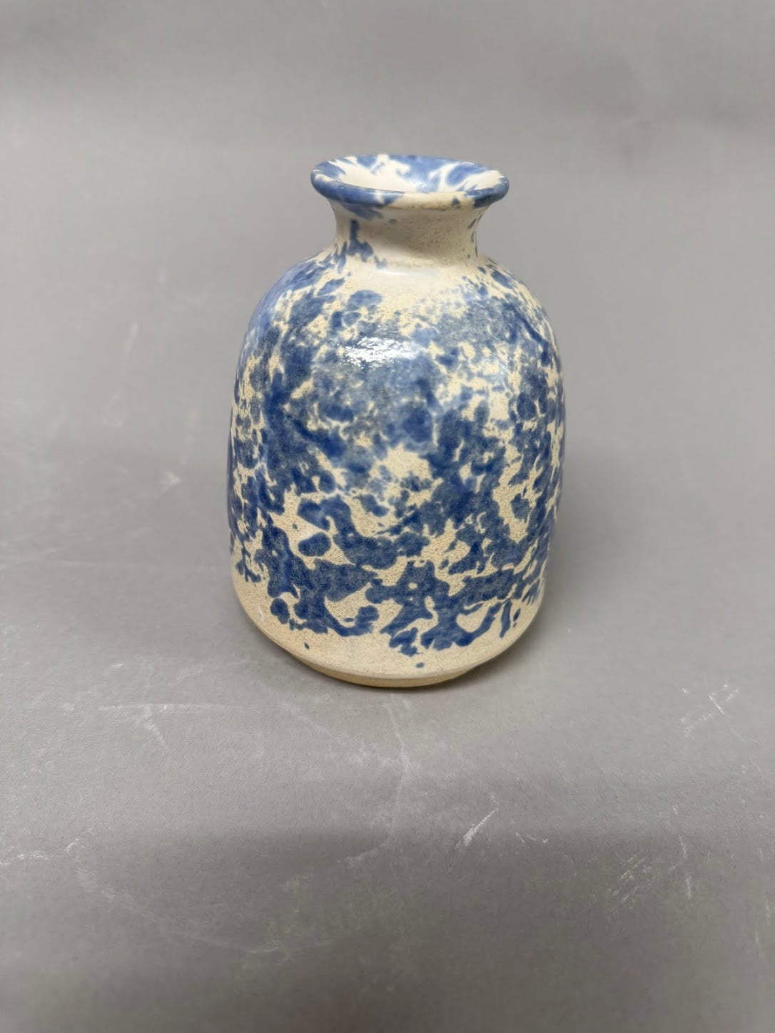 Blue Splatterware Bud Vase