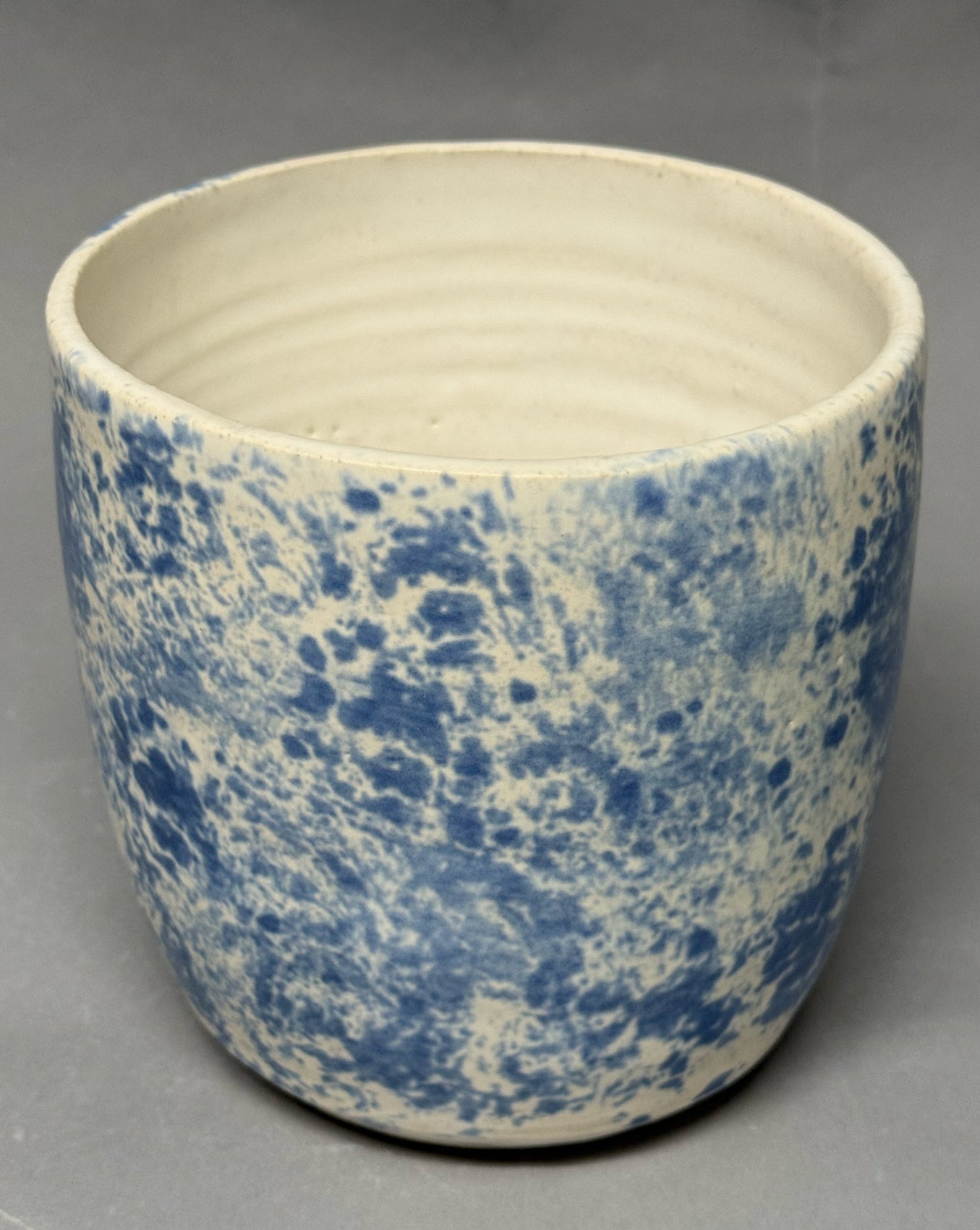 Blue Spatterware Utensil Holder