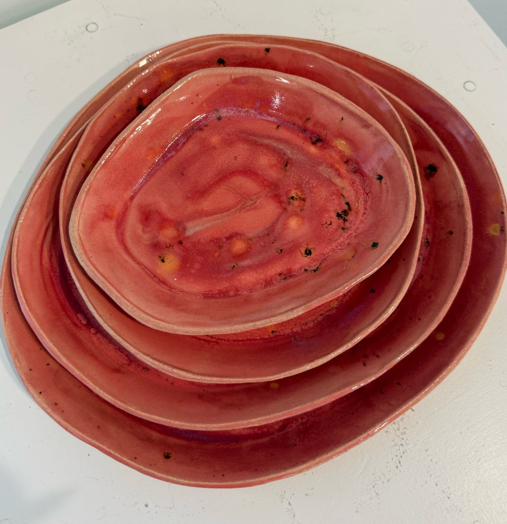 Set of Four Graduated Amaryllis Serving Plates