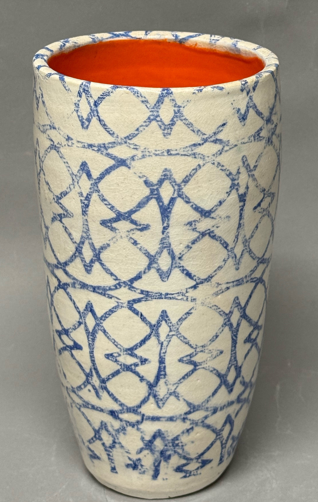 Blue Print Orange Surprise Vase
