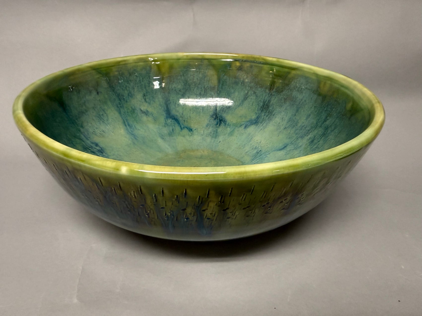 Large Blue and Green Frozen Pond Bowl