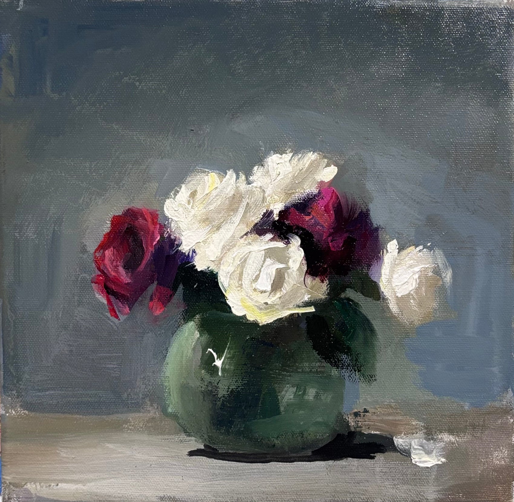 White & Alizarin Crimson  