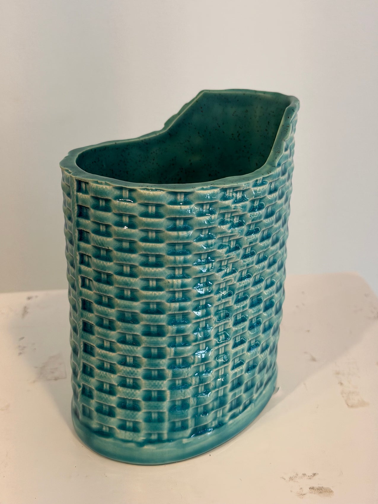 Basket Weave Bar Pitcher in Sea Green