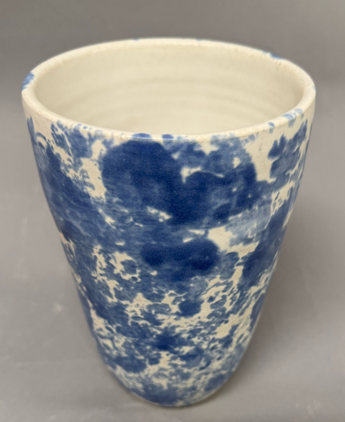 Blue Splatterware Cylinder Vase