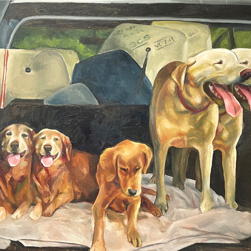 Dogs in a Truck