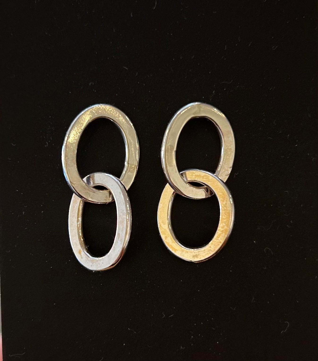 Flattened Oval Link Double Earrings